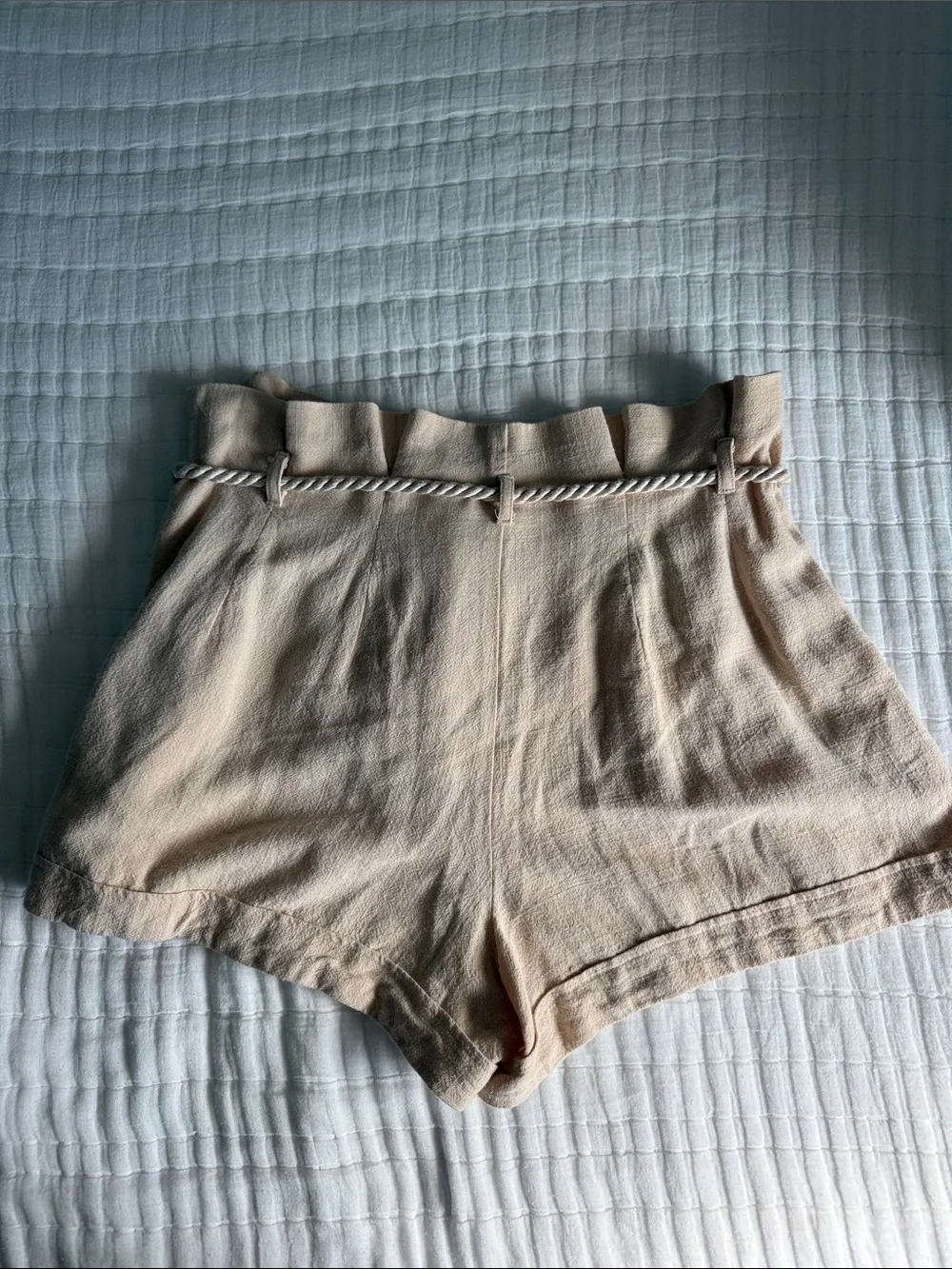 MINKPINK Cream Paperbag Waist Shorts with Rope Tie